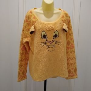 Disney The Lion King Simba Sleepwear Pajama Long Sleeve Top Fleece Like XL